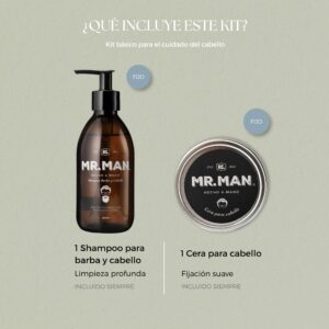 Kit shampoo Mr. Man y cera para cabello Mr. Man