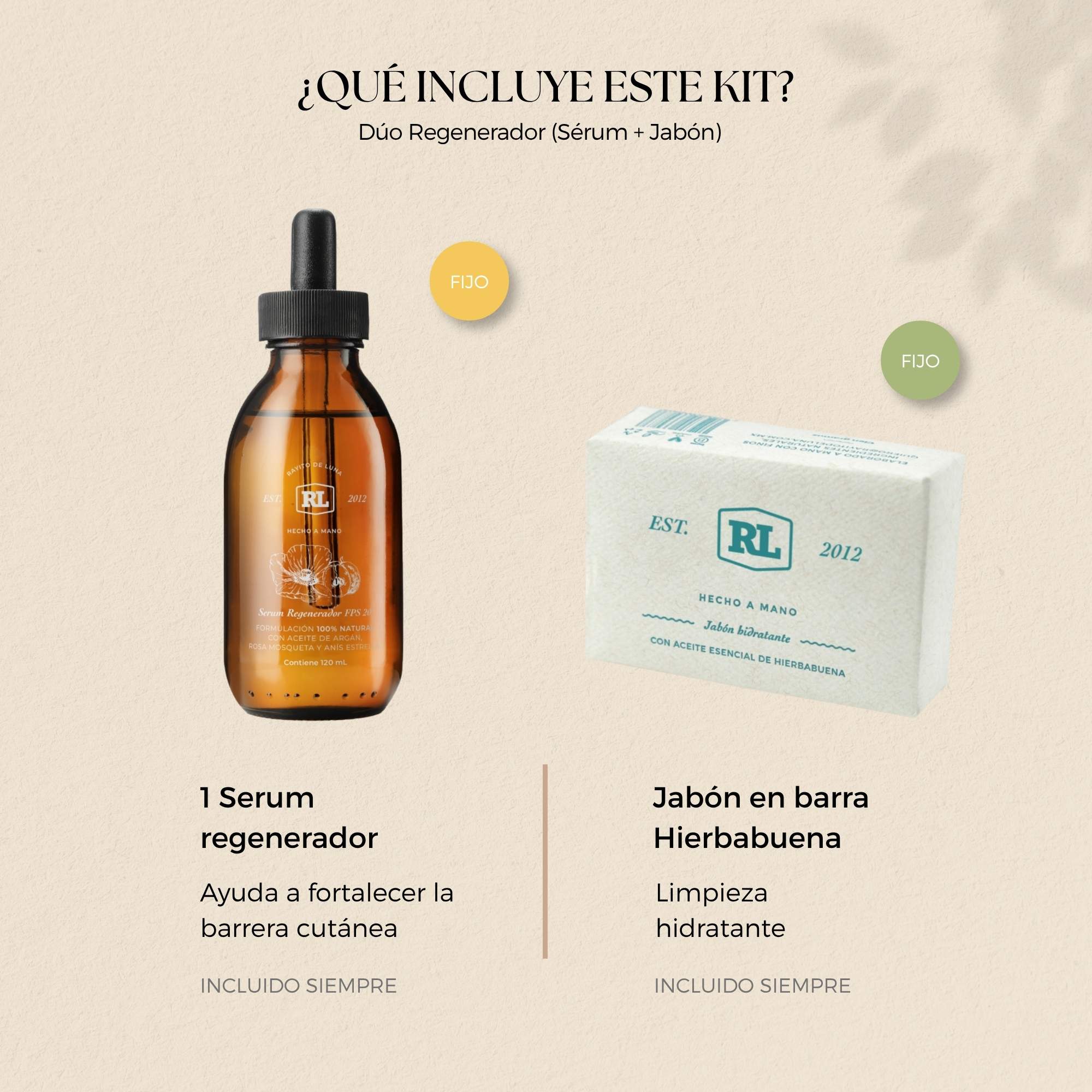 Kit regenerador: serum 120 ml y jabón de hierbabuena 100grs